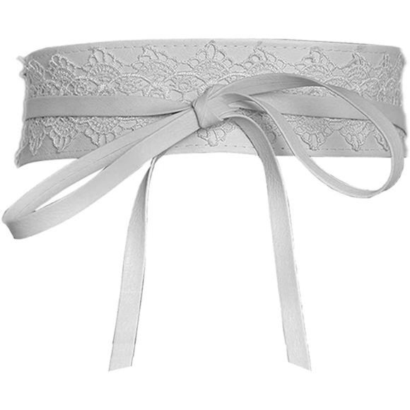 Women\'s Lace Leather Waist Belt Bow Tie Wrap Around Boho Corset for Dresses main image 7